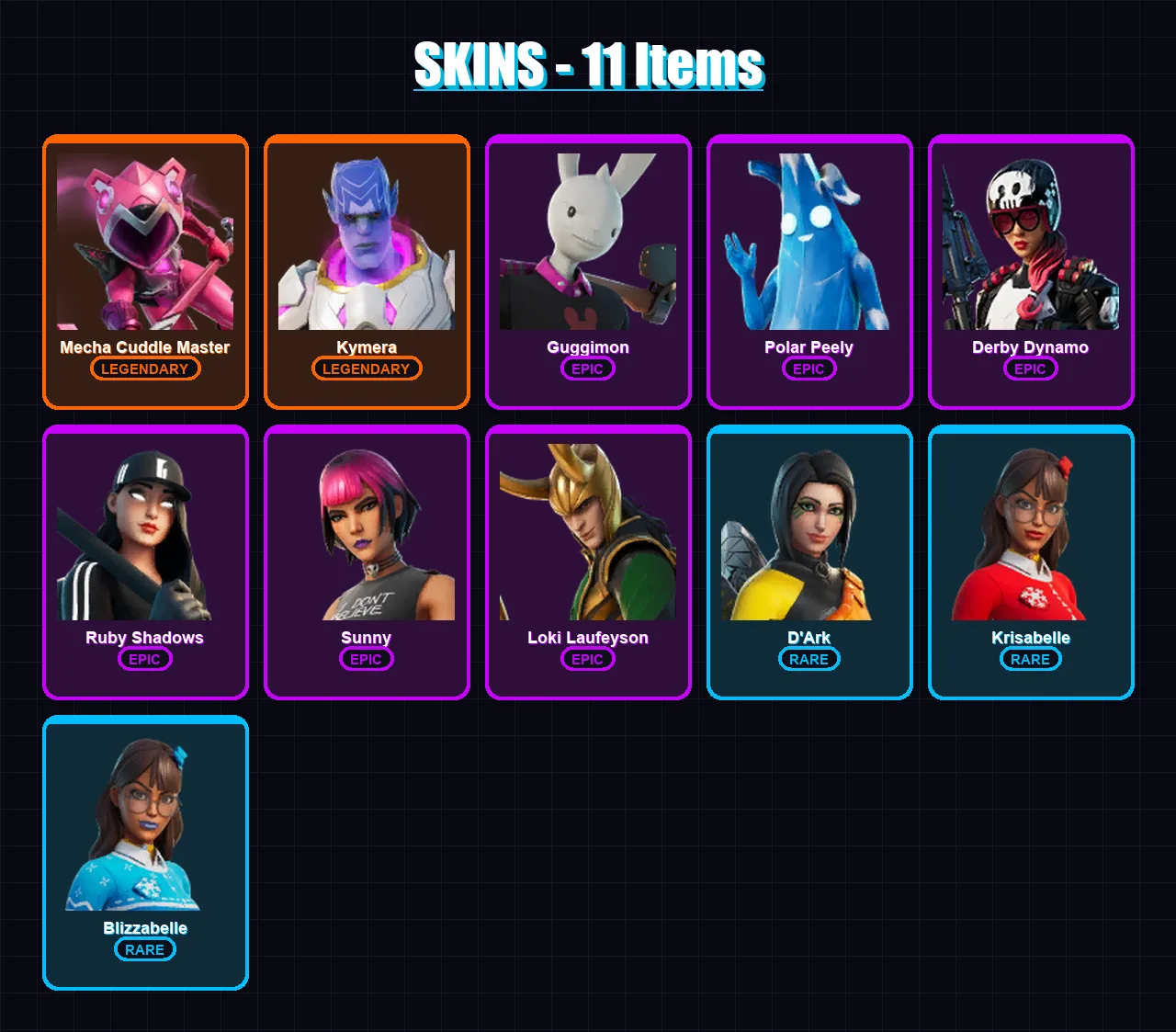 [PC/XBOX/PSN] | Mecha Cuddle Master | Kymera | Guggimon | Polar Peely | Derby Dynamo | 11 skin | 14 pickaxe | 13 emote | 18 glider | Lv233