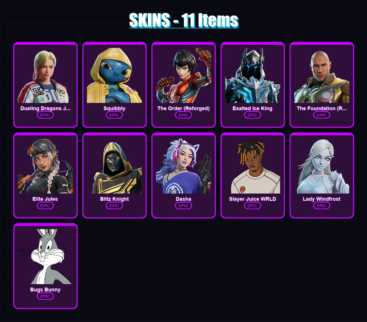 [PC/PSN] | Dueling Dragons Jackie | Squibbly | The Order (Reforged) | 11 skin | Lv270