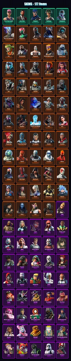 [PS4/PS5/XBOX/PC] | Rose Team Leader | John Wick | Warpaint | Trailblazer | Breakpoint | 177 skin | 158 pickaxe | 110 emote | 147 glider | Lv1808