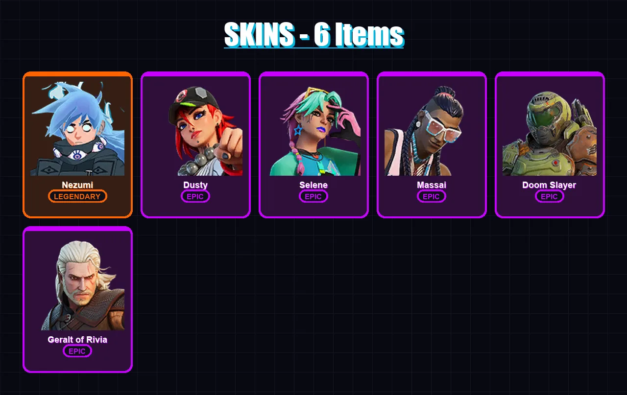 [PC/XBOX/PSN] | Nezumi | Dusty | Selene | Massai | Doom Slayer | 6 skin | 12 pickaxe | 15 emote | 17 glider | Lv159