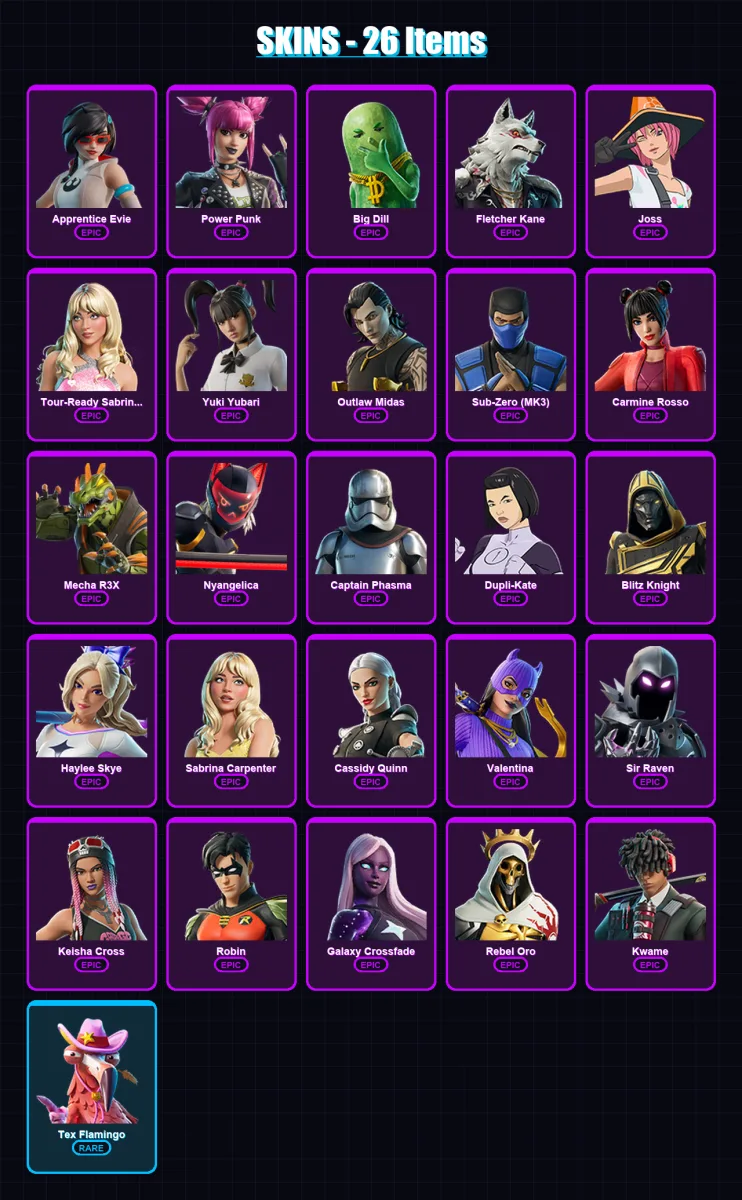 [PS4/PS5/XBOX/PC] | Apprentice Evie | Power Punk | Big Dill | Fletcher Kane | Joss | 26 skin | 34 pickaxe | 36 emote | 22 glider | Lv284 — Fortnite account