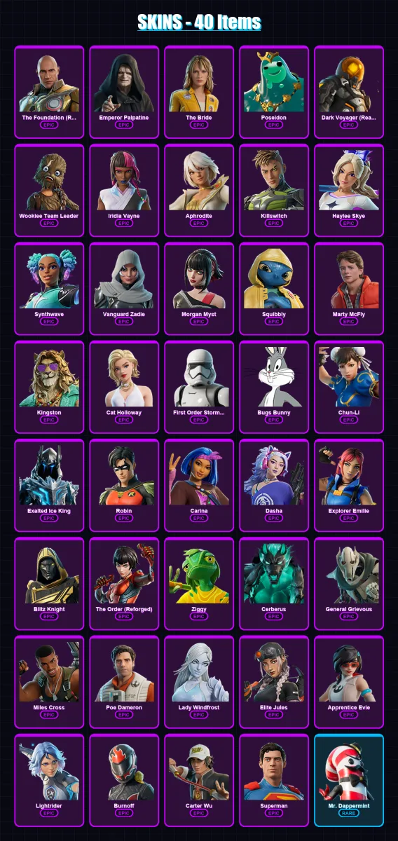 [PS4/PS5/XBOX/PC] | The Foundation (Reforged) | Emperor Palpatine | The Bride | 40 skin | Lv1101 — Fortnite account