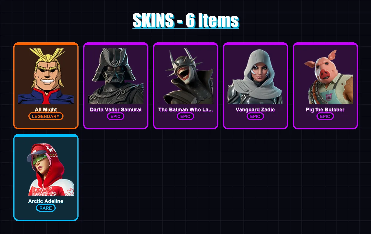 [PC/PSN] | All Might | Darth Vader Samurai | The Batman Who Laughs | 6 skin | Lv280