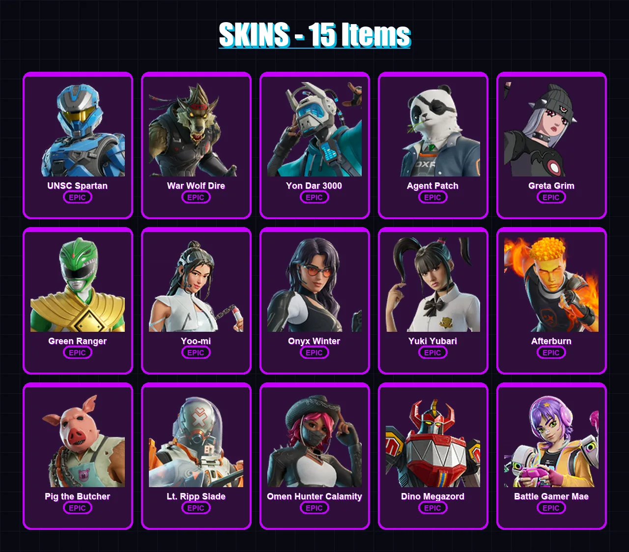 [PC/PSN] | UNSC Spartan | War Wolf Dire | Yon Dar 3000 | Agent Patch | Greta Grim | 15 skin | 26 pickaxe | 25 emote | 16 glider | Lv250 — Fortnite account