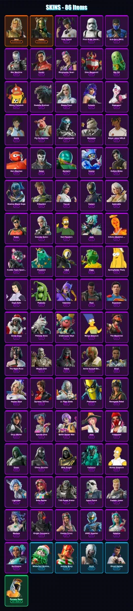 [PC/XBOX/PSN] | Zeus | Hades | Yuki Yubari | First Order Stormtrooper | Sub-Zero (MK3) | 86 skin | 130 pickaxe | 93 emote | 95 glider | Lv1632