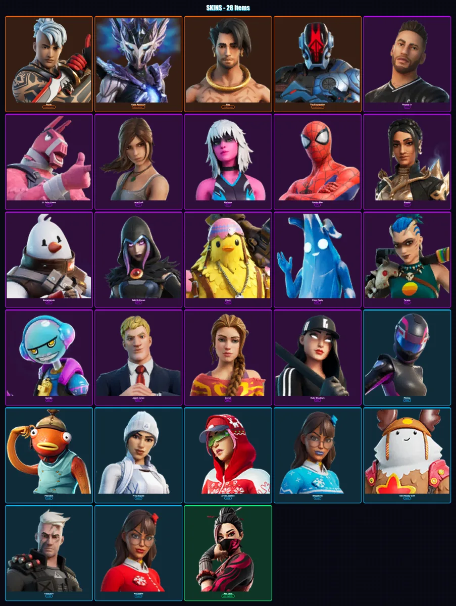 [PC/PSN] | Ronin | Spire Assassin | Raz | The Foundation | Neymar Jr | 28 skin | 49 pickaxe | 38 emote | 46 glider | Lv988