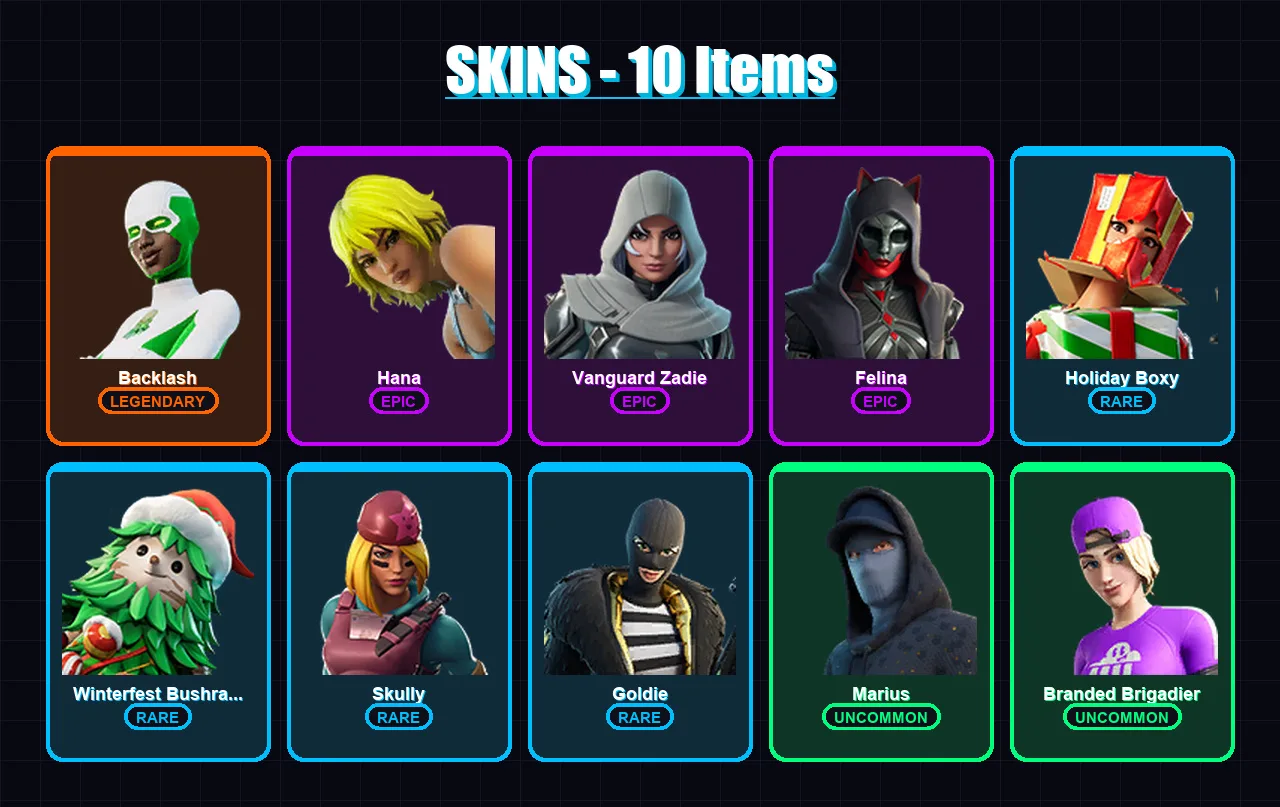 [PC/XBOX/PSN] | Backlash | Hana | Vanguard Zadie | Felina | Holiday Boxy | 10 skin | 34 pickaxe | 16 emote | 21 glider | Lv707 — Fortnite account