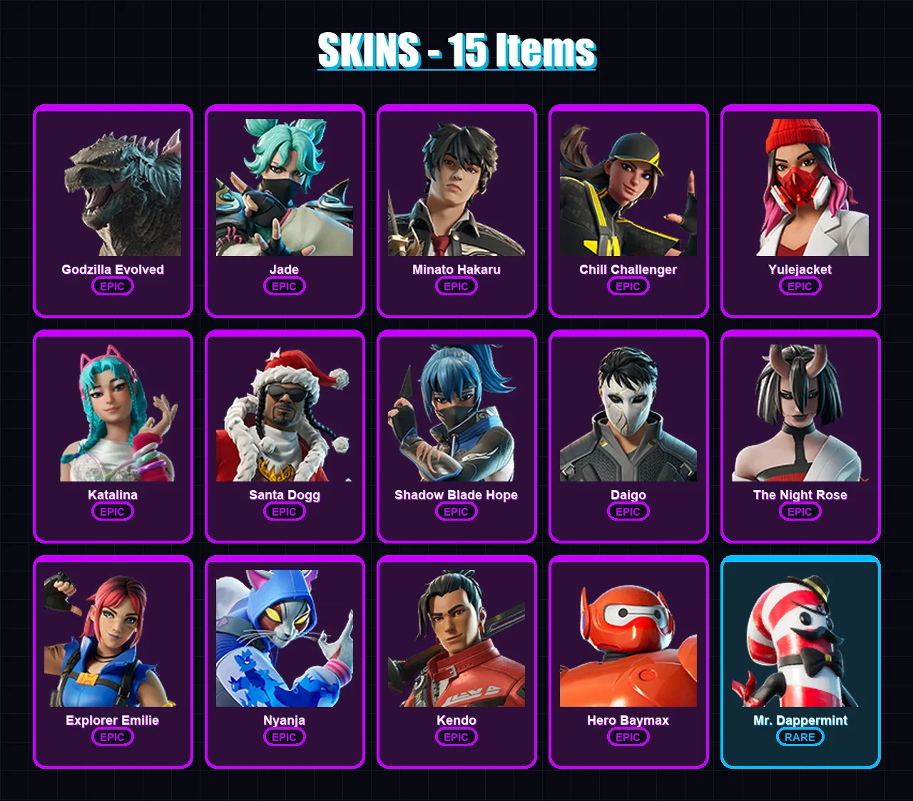 [PC/XBOX/PSN] | Godzilla Evolved | Jade | Minato Hakaru | Chill Challenger | Yulejacket | 15 skin | 38 pickaxe | 18 emote | 27 glider | Lv296