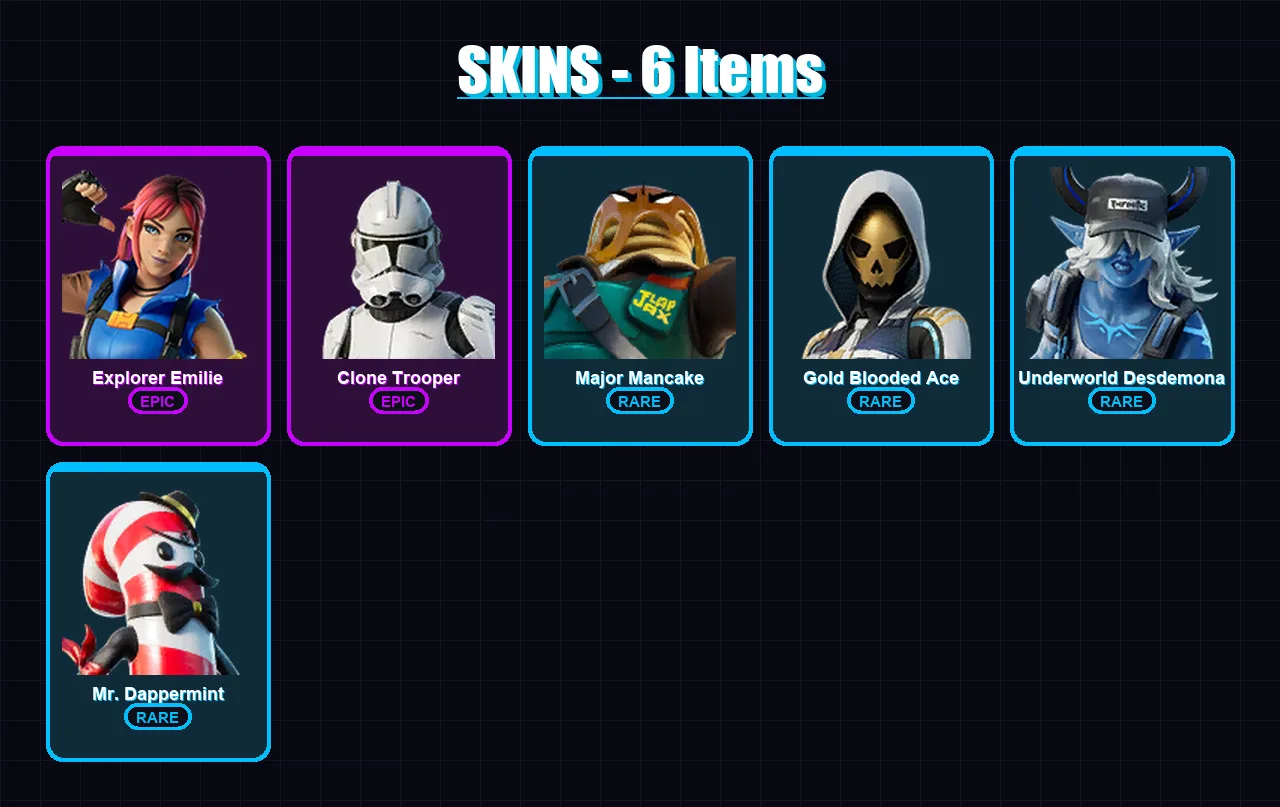 [SWITCH/XBOX/PSN/PC] | Explorer Emilie | Clone Trooper | Major Mancake | 6 skin | Lv1114