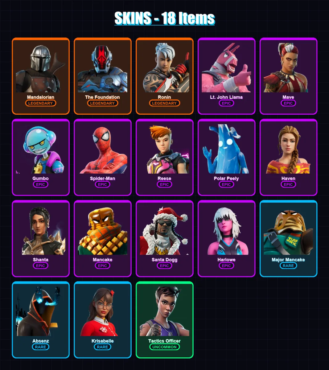 [SWITCH/XBOX/PSN/PC] | Mandalorian | The Foundation | Ronin | Lt. John Llama | Mave | 18 skin | 31 pickaxe | 36 emote | 31 glider | Lv488