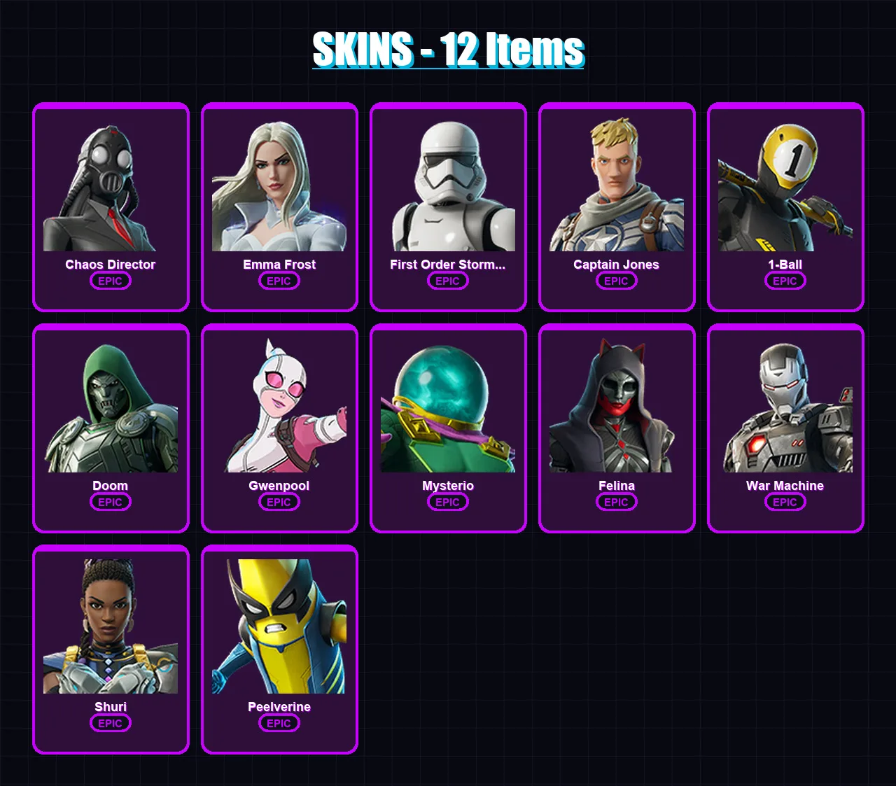 [SWITCH/PSN/PC] | Chaos Director | Emma Frost | First Order Stormtrooper | 12 skin | Lv301