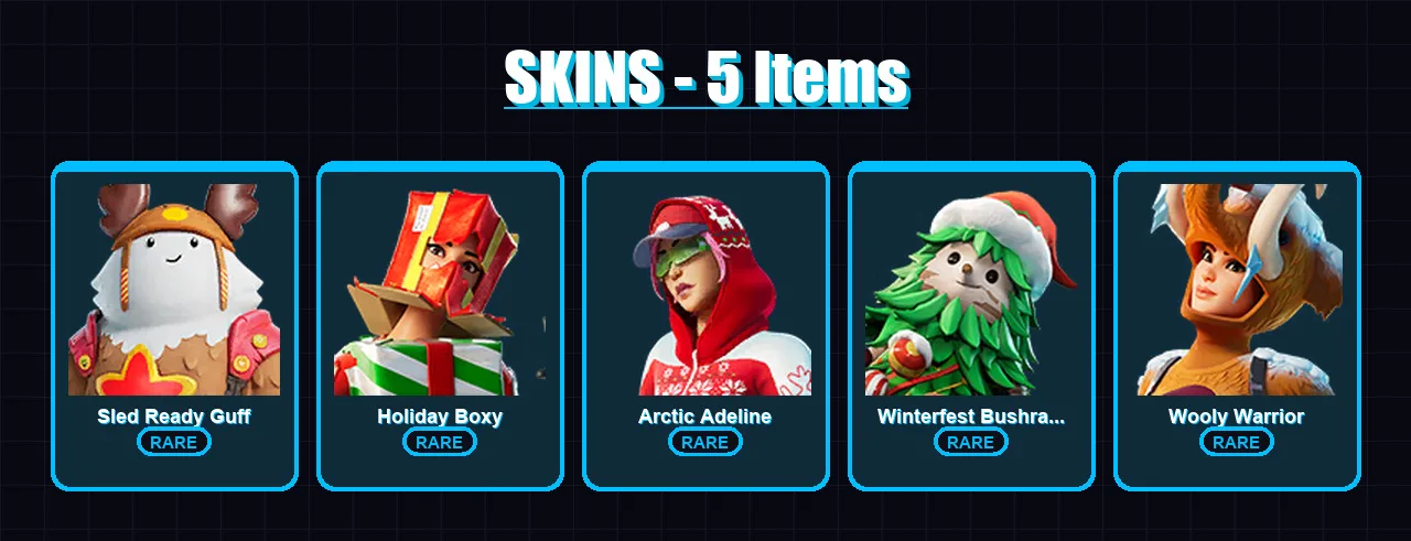 [PC/XBOX/PSN] | Sled Ready Guff | Holiday Boxy | Arctic Adeline | 5 skin | Lv237