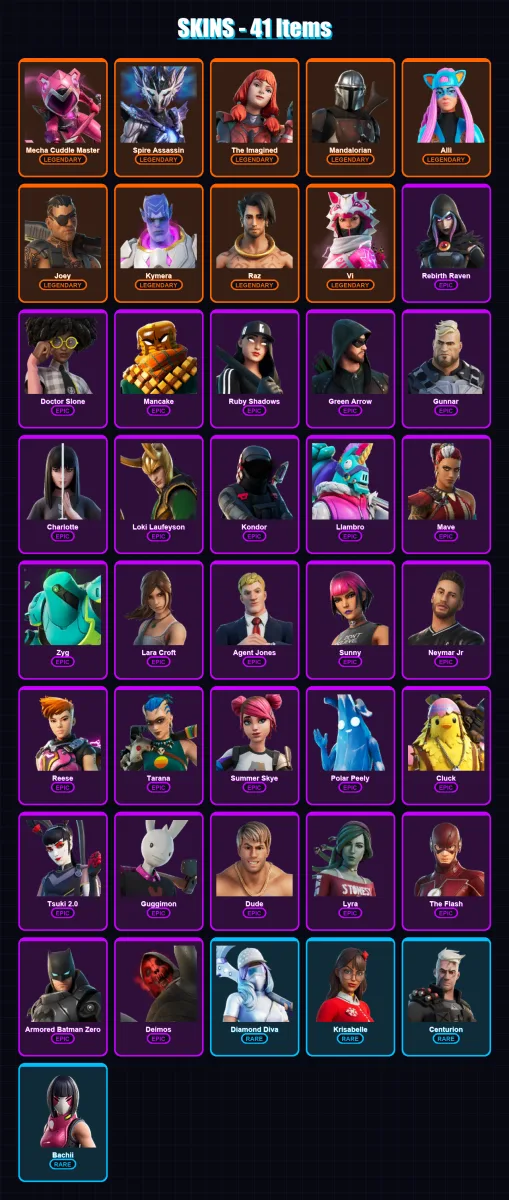 [PC/PSN] | Mecha Cuddle Master | Spire Assassin | The Imagined | Mandalorian | Alli | 41 skin | 41 pickaxe | 34 emote | 33 glider | Lv347