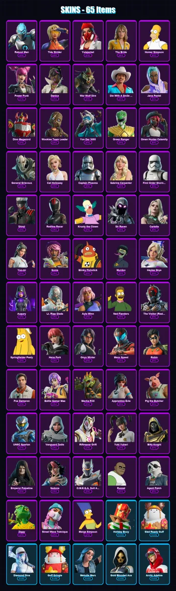 [PS4/PS5/XBOX/PC] | Reboot Man | Tide Strider | Yulejacket | The Bride | Homer Simpson | 65 skin | 119 pickaxe | 70 emote | 66 glider | Lv1313 — Game account