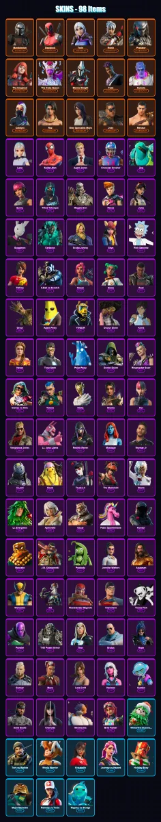 [SWITCH/XBOX/PSN/PC] | Mandalorian | Deadpool | Torin | Ronin | Predator | 98 skin | 103 pickaxe | 91 emote | 103 glider | Lv1313