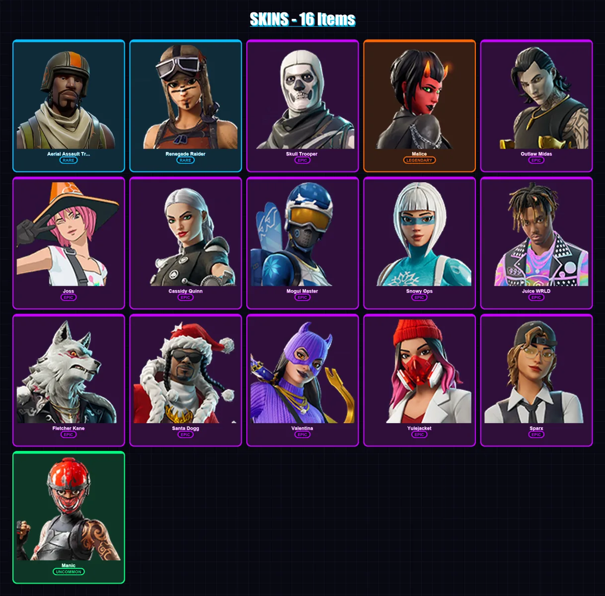 [PS4/PS5/XBOX/PC] | Aerial Assault Trooper | Renegade Raider | Skull Trooper  | 16 skin | Lv191
