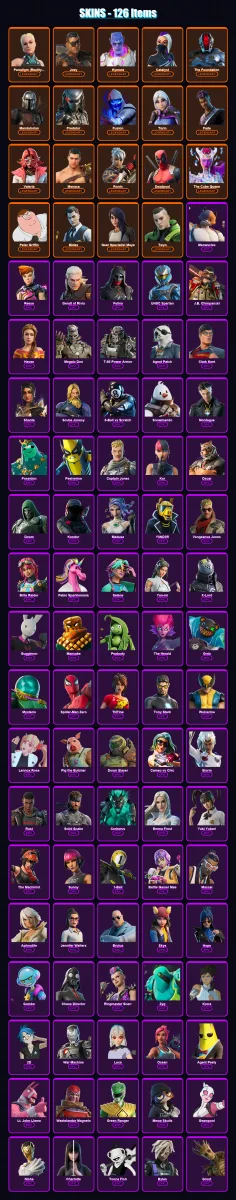 [PS4/PS5/XBOX/PC] | Paradigm (Reality-659) | Joey | Kymera | Catalyst | The Foundation | 126 skin | 174 pickaxe | 119 emote | 137 glider | Lv2254