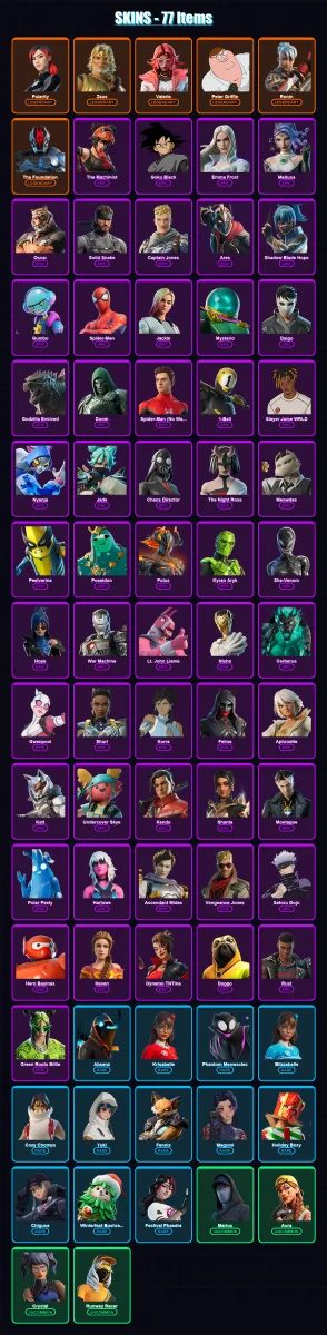 [PC/XBOX/PSN] | Polarity | Zeus | Valeria | Peter Griffin | Ronin | 77 skin | 84 pickaxe | 74 emote | 63 glider | Lv853