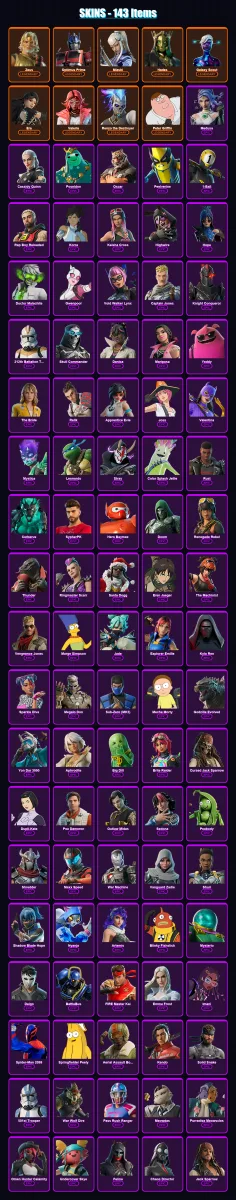 [PC/XBOX/PSN] | Zeus | Optimus Prime | Mizuki | Hades | Galaxy Scout | 143 skin | 169 pickaxe | 179 emote | 120 glider | Lv2449