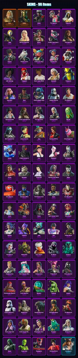 [PS4/PS5/XBOX/PC] | Zeus | Hades | Shinji | The Operator | Rebel Oro | 90 skin | 107 pickaxe | 105 emote | 67 glider | Lv925