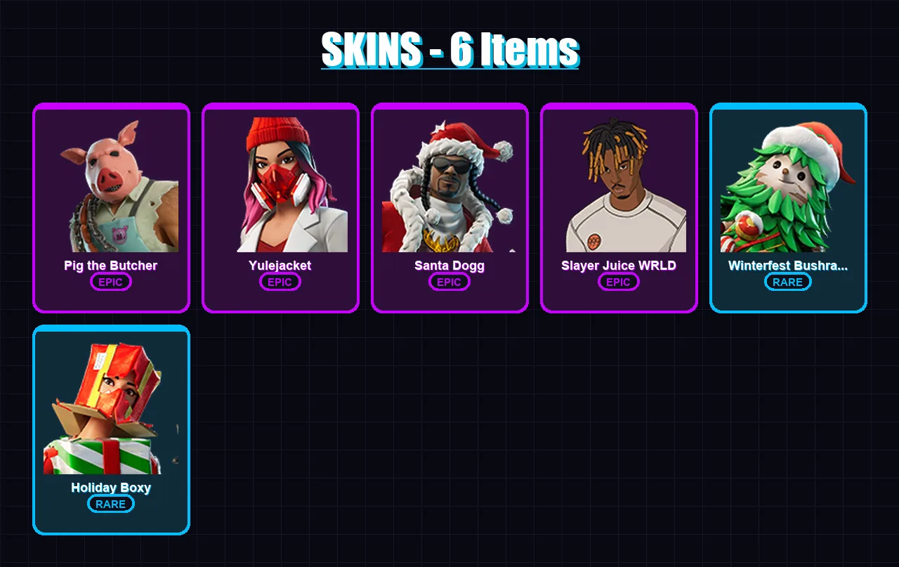 [PS4/PS5/PC] | Pig the Butcher | Yulejacket | Santa Dogg | 6 skin | Lv144
