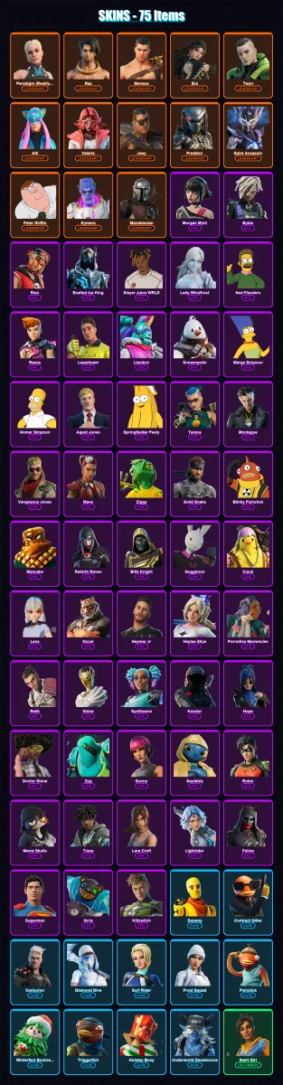 [PC/XBOX/PSN] | Paradigm (Reality-659) | Raz | Menace | Era | Twyn | 75 skin | 109 pickaxe | 71 emote | 97 glider | Lv1604