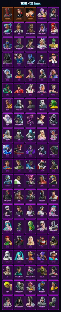 [PC/XBOX/PSN] | Red Knight | Polarity | Son Goku | Battle Gamer Mae | Onyx Winter | 123 skin | 121 pickaxe | 161 emote | 62 glider | Lv2650 — Fortnite account