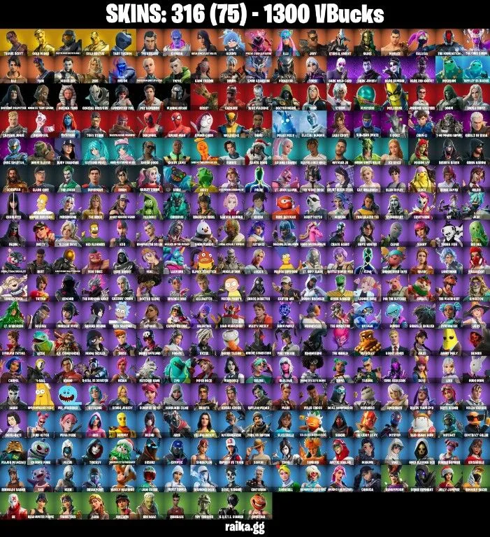 316 Skins + Travis Scott + Lara Croft + Gold Midas — Fortnite account