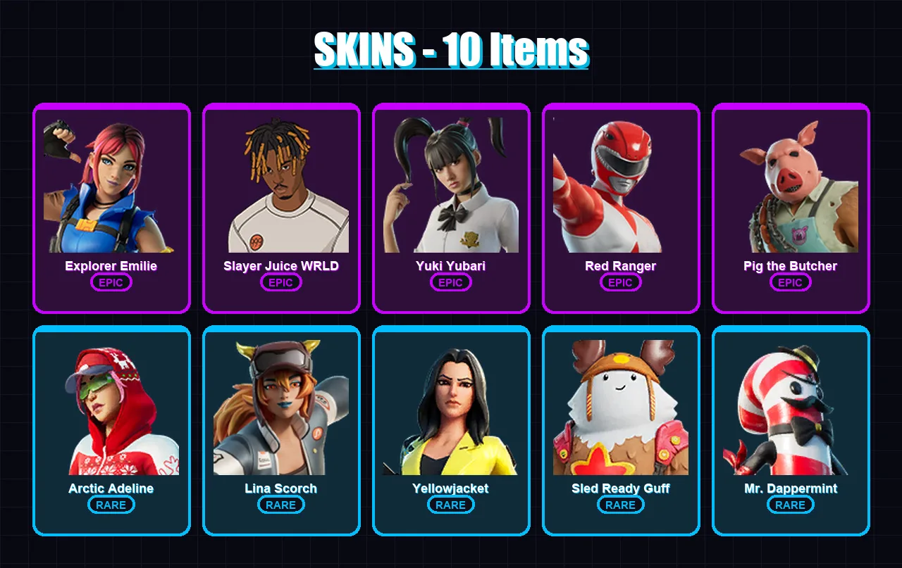 [PS4/PS5/XBOX/PC] | Explorer Emilie | Slayer Juice WRLD | Yuki Yubari | 10 skin | Lv412