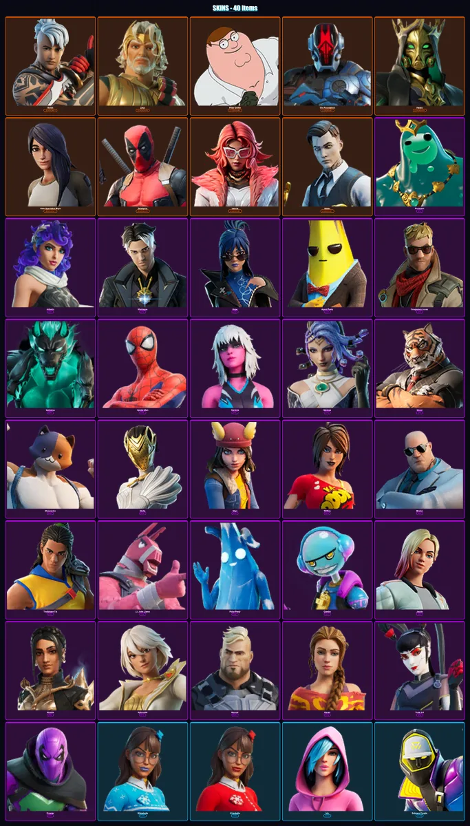 [PS4/PS5/XBOX/PC] | Ronin | Zeus | Peter Griffin | The Foundation | Hades | 40 skin | 41 pickaxe | 32 emote | 41 glider | Lv627