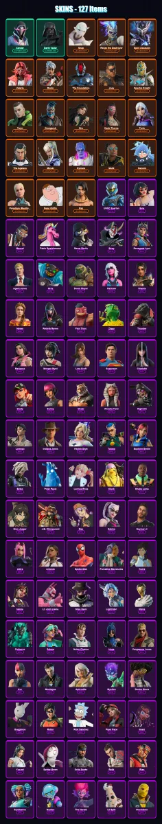 [PS4/PS5/XBOX/PC] | Xander | Darth Vader | Snap | Renzo the Destroyer | Spire Assassin | 127 skin | 143 pickaxe | 103 emote | 128 glider | Lv1737