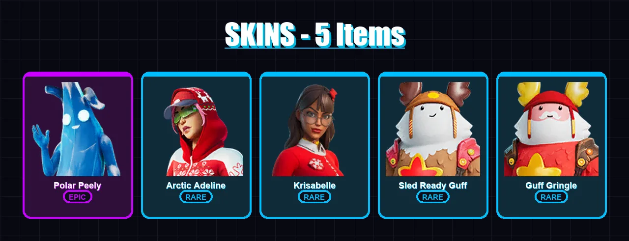 [PC/XBOX/PSN] | Polar Peely | Arctic Adeline | Krisabelle | Sled Ready Guff | Guff Gringle | 5 skin | 13 pickaxe | 16 emote | 15 glider | Lv149