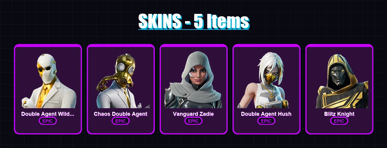 [PS4/PS5/XBOX/PC] | Double Agent Wildcard | Chaos Double Agent | Vanguard Zadie | 5 skin | Lv146