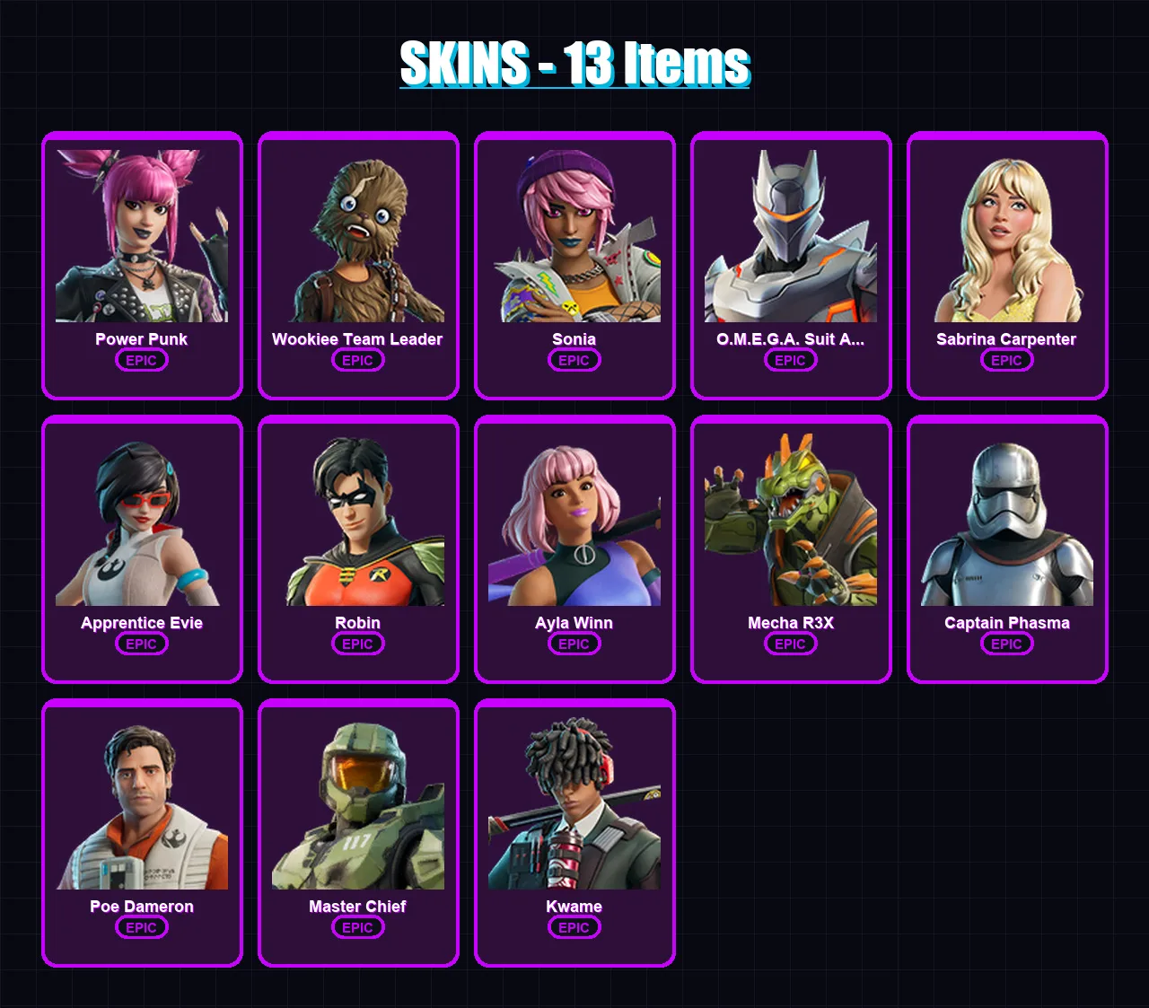 [PC/XBOX/PSN] | Power Punk | Wookiee Team Leader | Sonia | 13 skin | Lv68