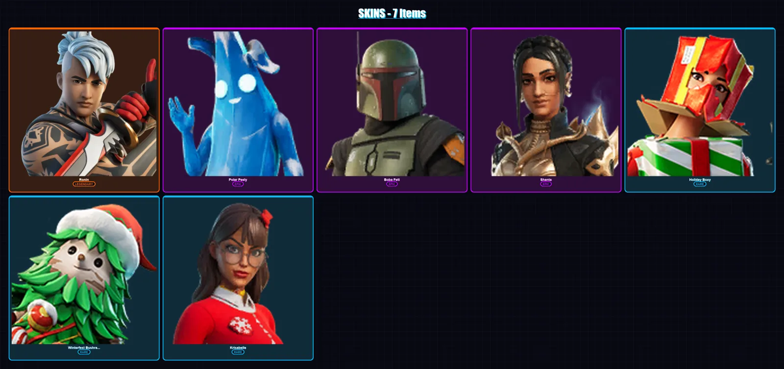 [SWITCH/XBOX/PSN/PC] | Ronin | Polar Peely | Boba Fett | Shanta | Holiday Boxy | 7 skin | 17 pickaxe | 17 emote | 17 glider | Lv167