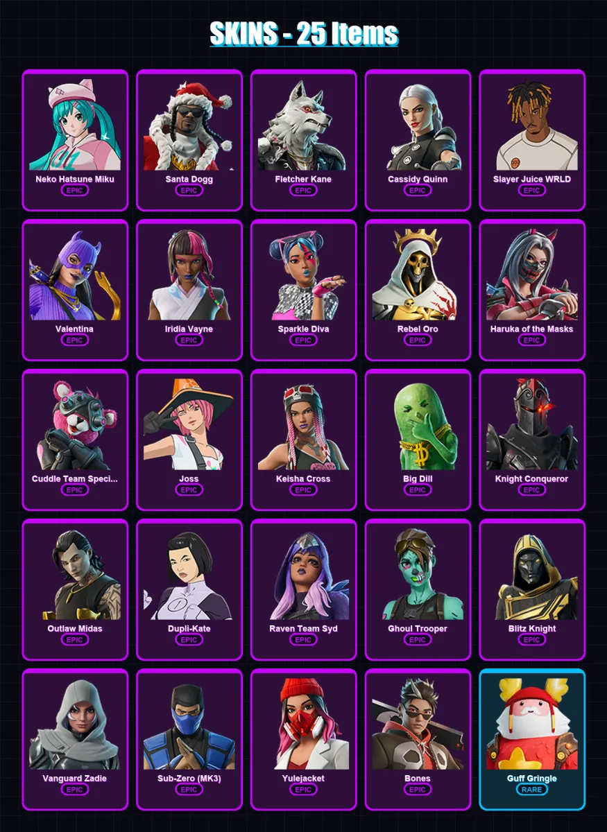 [PC/XBOX/PSN] | Neko Hatsune Miku | Santa Dogg | Fletcher Kane | 25 skin | Lv863