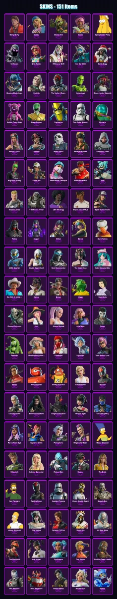 [PC] | Marty McFly | Malibu | Mecha R3X | Sonia | Springfielder Peely | 151 skin | 183 pickaxe | 162 emote | 103 glider | Lv2647 — Fortnite account