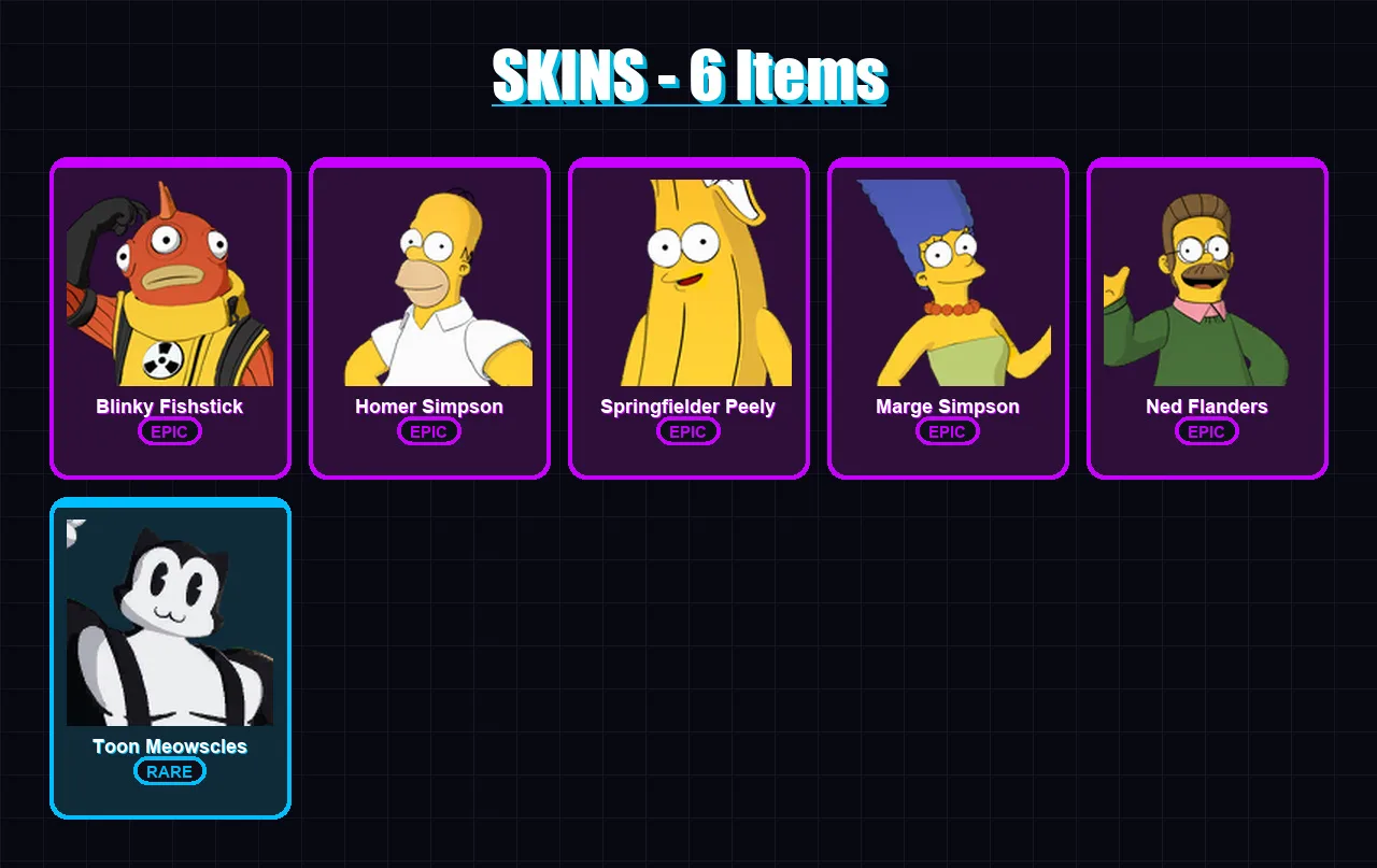 [PC/PSN] | Blinky Fishstick | Homer Simpson | Springfielder Peely | Marge Simpson | Ned Flanders | 6 skin | 23 pickaxe | 13 emote | 19 glider | Lv17