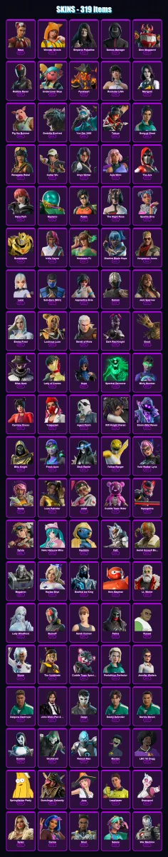 [PS4/PS5/PC] | Xander | Psycho Bandit | John Wick | Rogue Spider Knight | Valeria | 319 skin | 352 pickaxe | 228 emote | 175 glider | Lv3096