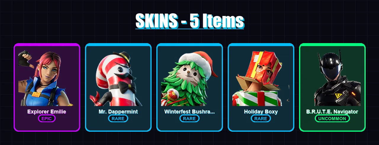 [PC/PSN] | Explorer Emilie | Mr. Dappermint | Winterfest Bushranger | 5 skin | Lv55