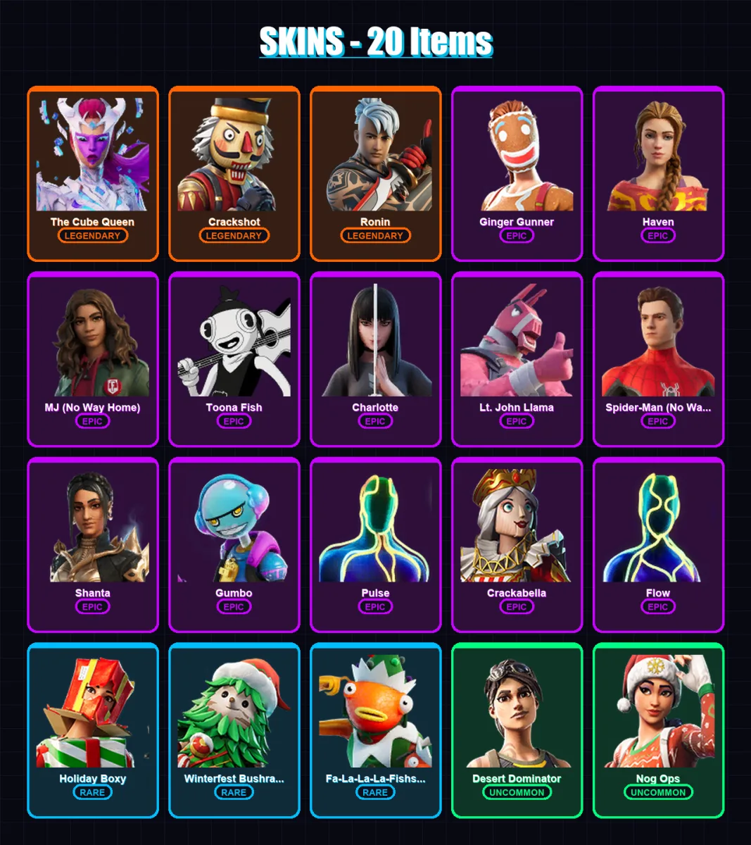 [PS4/PS5/XBOX/PC] | The Cube Queen | Crackshot | Ronin | Ginger Gunner | Haven | 20 skin | 34 pickaxe | 34 emote | 42 glider | Lv580 — Fortnite account