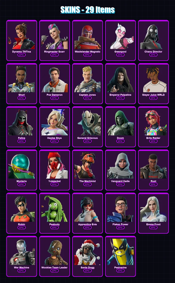 [PS4/PS5/XBOX/PC] | Dynamo TNTina | Ringmaster Scarr | Wastelander Magneto | 29 skin | Lv432