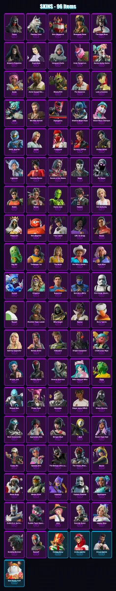 [PC/XBOX/PSN] | Felina | Fletcher Kane | Dino Megazord | Renegade Rebel | The Night Rose | 96 skin | 132 pickaxe | 99 emote | 82 glider | Lv862