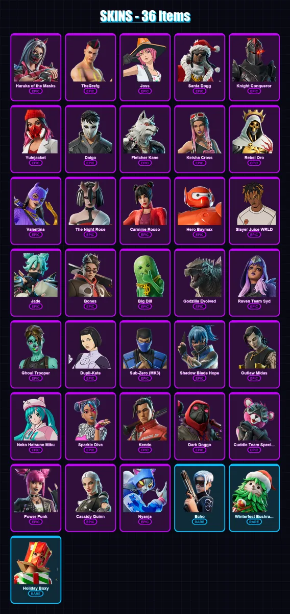 [PC/XBOX/PSN] | Haruka of the Masks | TheGrefg | Joss | Santa Dogg | Knight Conqueror | 36 skin | 46 pickaxe | 39 emote | 36 glider | Lv490 — Fortnite account