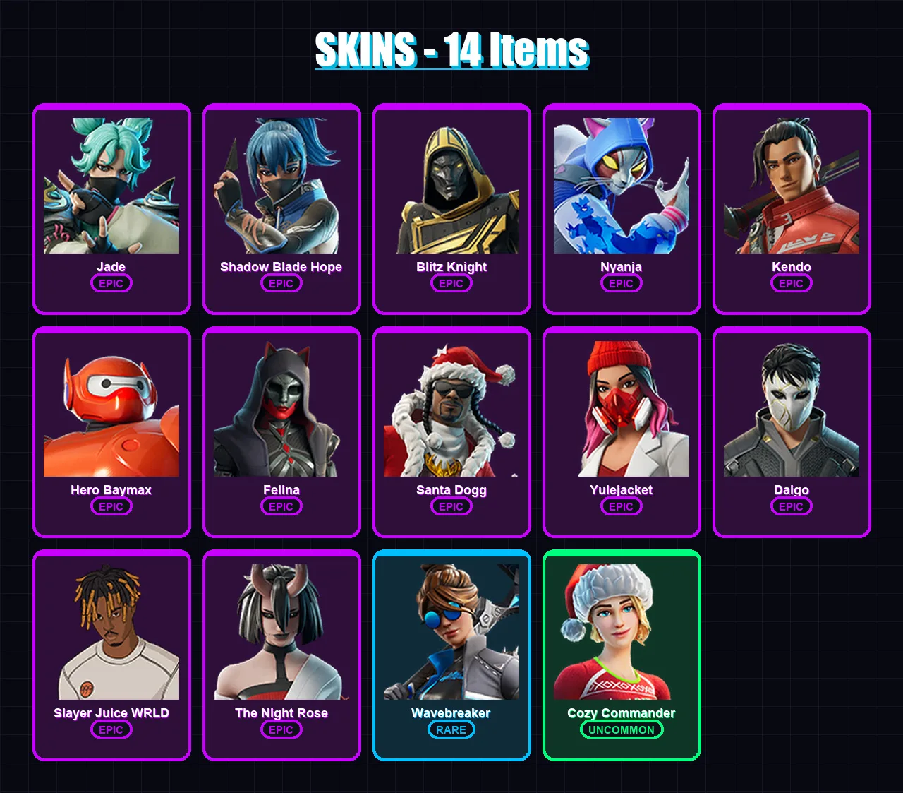 [PC/PSN] | Jade | Shadow Blade Hope | Blitz Knight | Nyanja | Kendo | 14 skin | 38 pickaxe | 20 emote | 24 glider | Lv376 — Fortnite account