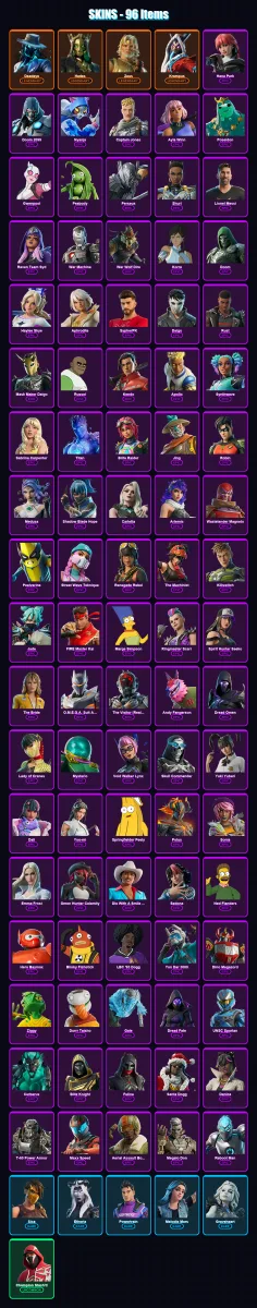 [PC/XBOX] | Deadeye | Hades | Zeus | Krampus | Hana Park | 96 skin | 119 pickaxe | 70 emote | 66 glider | Lv747