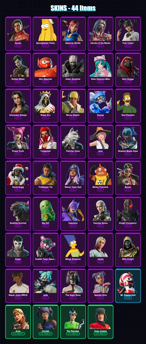 [PC/XBOX/PSN] | Kendo | Springfielder Peely | Explorer Emilie | 44 skin | Lv552