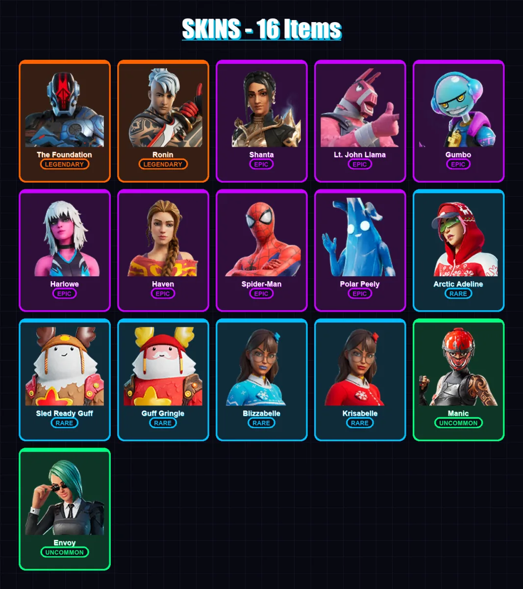 [PS4/PS5/XBOX/PC] | The Foundation | Ronin | Shanta | Lt. John Llama | Gumbo | 16 skin | 28 pickaxe | 23 emote | 28 glider | Lv676