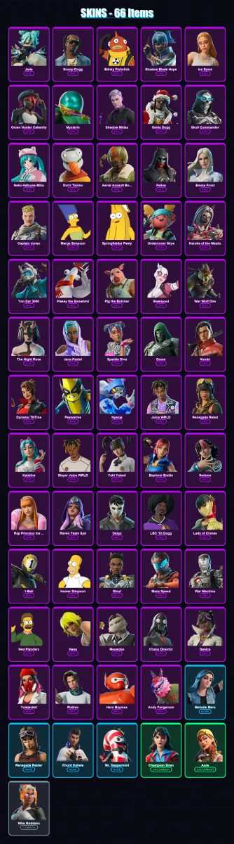 [PC/XBOX/PSN] | Jade | Snoop Dogg | Blinky Fishstick | Shadow Blade Hope | Ice Spice | 66 skin | 75 pickaxe | 62 emote | 43 glider | Lv604 — Fortnite account