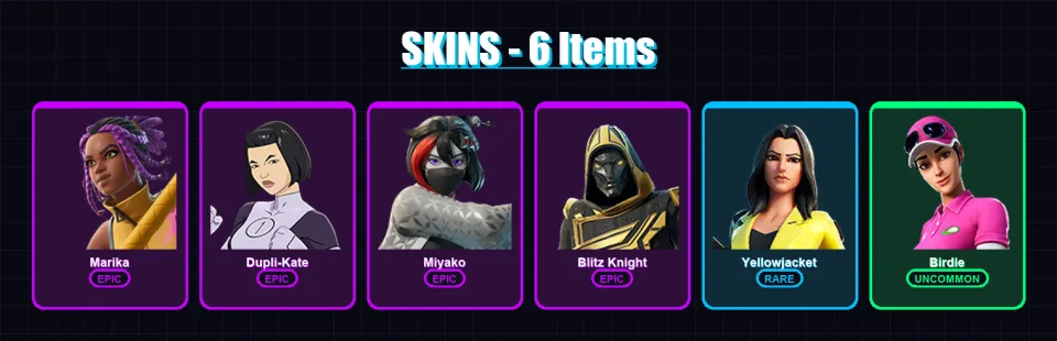 [PC/XBOX/PSN] | Marika | Dupli-Kate | Miyako | Blitz Knight | Yellowjacket | 6 skin | 51 pickaxe | 20 emote | 31 glider | Lv598 — main preview